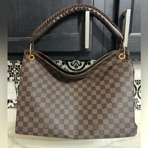 Designer Inspired Brown Checkered Women's Shoulder Bag